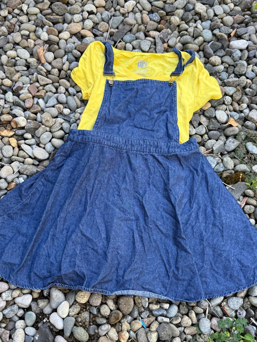 Women Minion Overall Dress with Yellow Tee size L